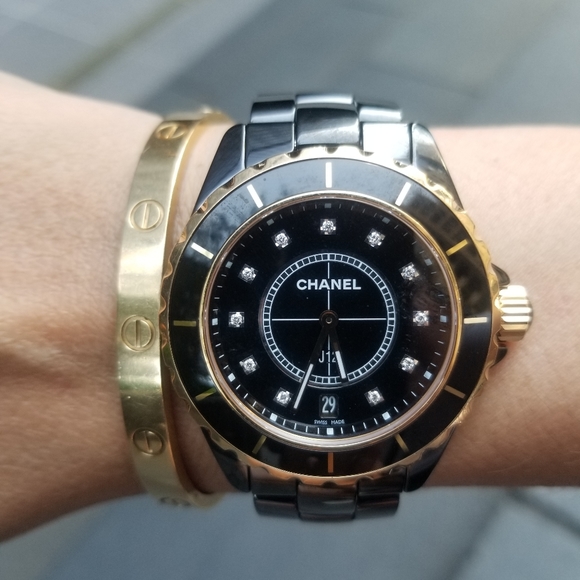 J'-12 38mm 18kYG  Ceramic &Diamonds Watch - Picture 4 of 16